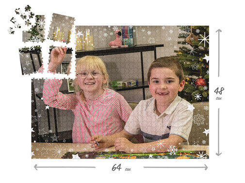 1000 pièces pour 24 jours - Des puzzles pêle-mêle avec des designs de Noël, boîte personnalisable incluse